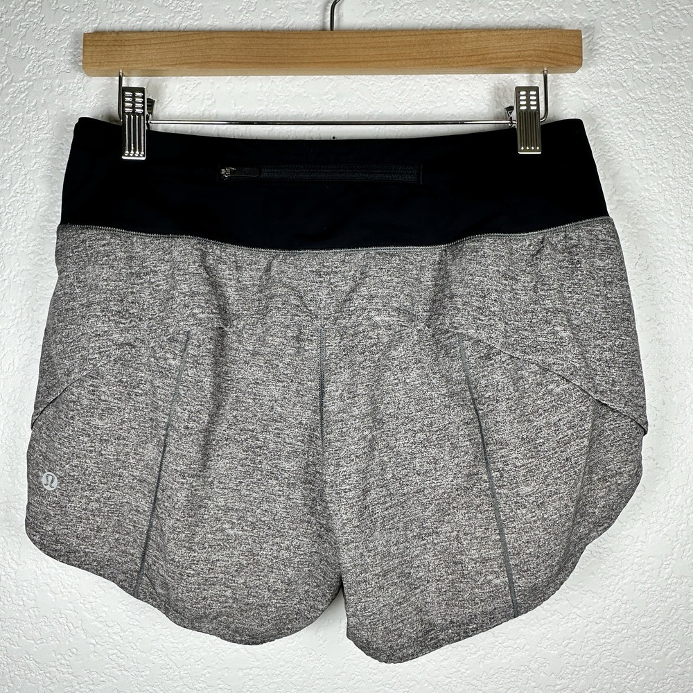 Lululemon Speed Up Mid-Rise Lined Short 4" Heather Lux Multi black/Graphite Grey - Picture 2 of 7